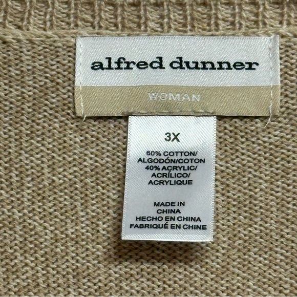 Alfred Dunner Plus Size 3X Womens Sweater Striped Beige Pink Long Sleeve NEW NWT - Picture 10 of 11